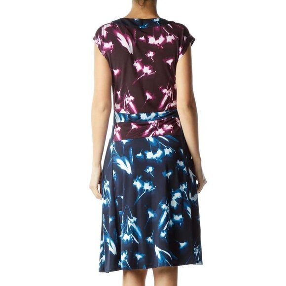 BCBG MaxAzria Purple Print Empire Waist A-Line Dress - Picture 2 of 3